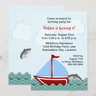 Invitación Fiesta de cumpleaños del barco náutico