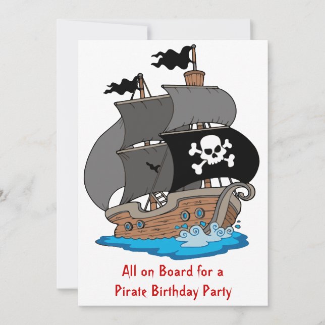 Invitación Fiesta de cumpleaños del barco pirata (Anverso)