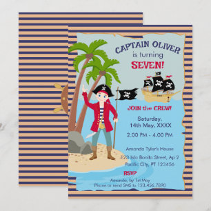 Invitación Fiesta de cumpleaños del barco pirata Captain Boy