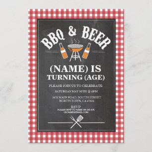 Invitación Fiesta de cumpleaños del Bbq de la cerveza que