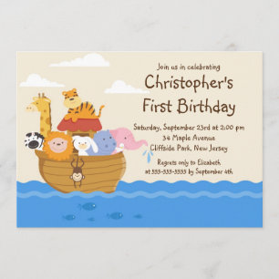 Invitación Fiesta de cumpleaños del bebé árabe de Cute Noah