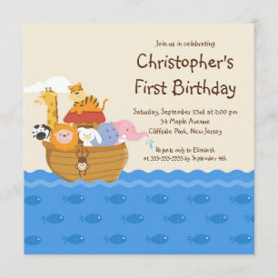 Invitación Fiesta de cumpleaños del bebé árabe de Cute Noah