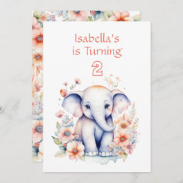 Invitación Fiesta de cumpleaños del bebé elefante
