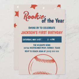 Invitación Fiesta de cumpleaños del beisbol Rookie del año