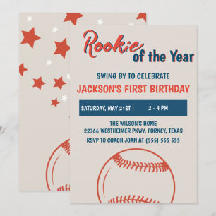 Invitación Fiesta de cumpleaños del beisbol Rookie del año