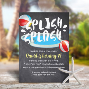 Invitación Fiesta de cumpleaños del billar de verano ChalkBoa