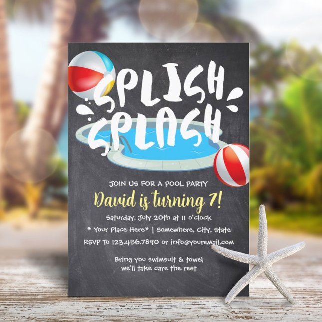 Invitación Fiesta de cumpleaños del billar de verano ChalkBoa (Subido por el creador)