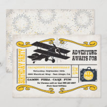 Fiesta de cumpleaños del billete de avión de avent