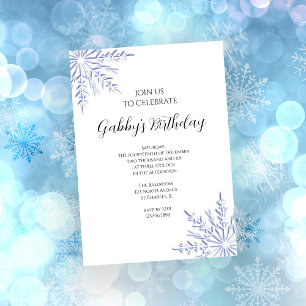 Invitación fiesta de cumpleaños del Blue Winter Snowflake