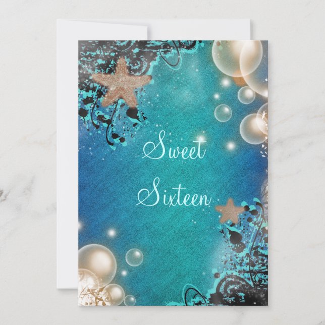 Invitación Fiesta de cumpleaños del boda temático de playa (Anverso)