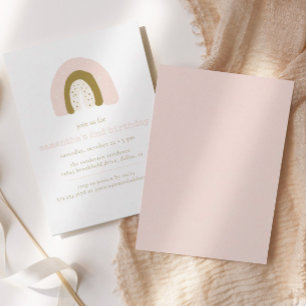 Invitación Fiesta de cumpleaños del Boho Pastel Oro Rosa Arco