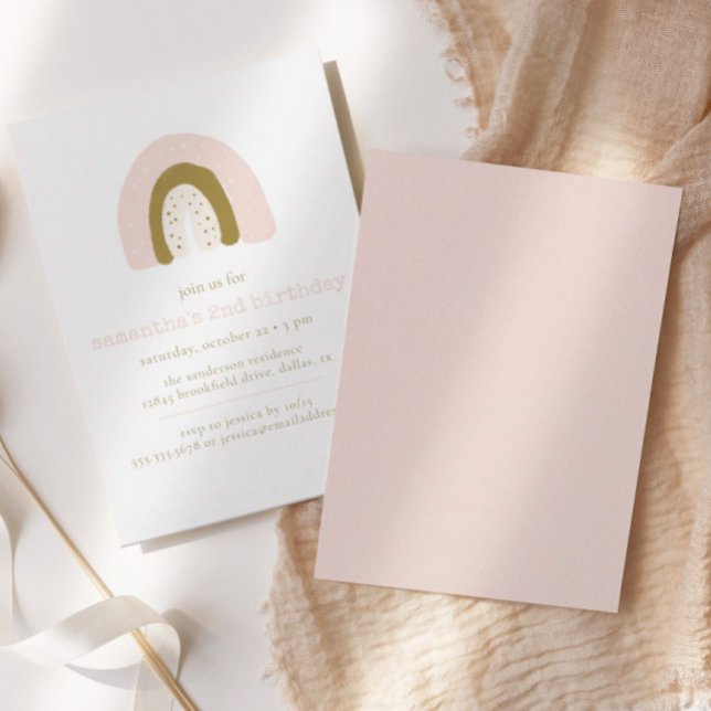 Invitación Fiesta de cumpleaños del Boho Pastel Oro Rosa Arco (Subido por el creador)