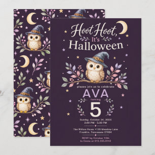 Invitación Fiesta de cumpleaños del búho de Halloween Hoot Ho