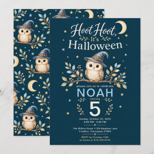 Invitación Fiesta de cumpleaños del búho de Halloween Hoot Ho