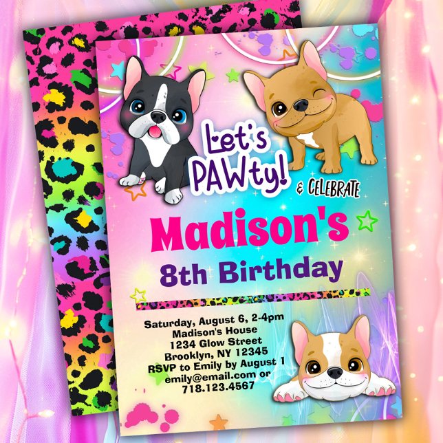 Invitación Fiesta de cumpleaños del Bulldog francés (Subido por el creador)