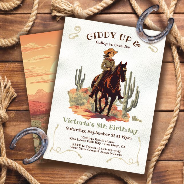Invitación Fiesta de cumpleaños del Caballo de Joven Vaquera (Subido por el creador)