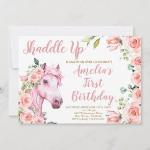 Invitación Fiesta de cumpleaños del caballo rosado, cumpleaño