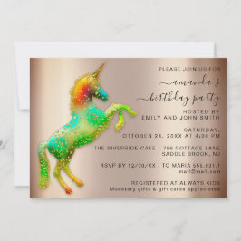 Invitación Fiesta de cumpleaños del caballo Unicornio con el