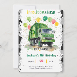 Invitación Fiesta de cumpleaños del camión de basura