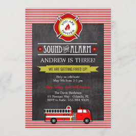 Invitación Fiesta de cumpleaños del camión de bomberos
