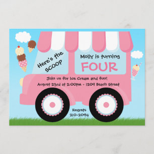 Invitación Fiesta de cumpleaños del camión del helado