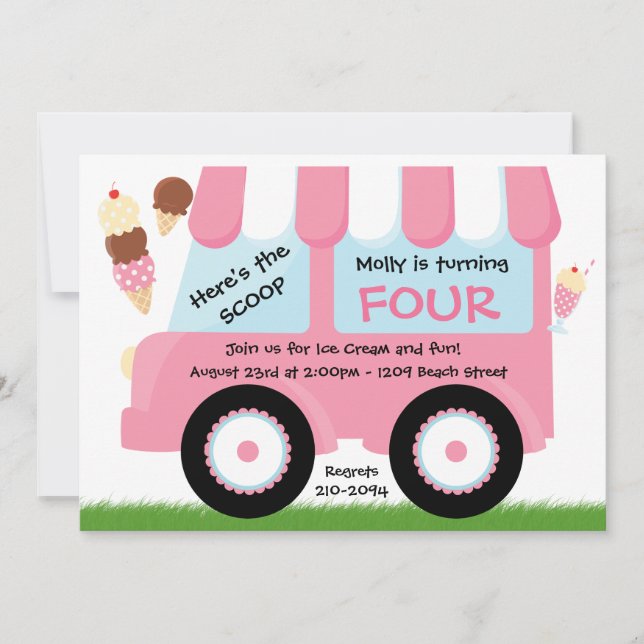 Invitación Fiesta de cumpleaños del Camión Helado (Anverso)