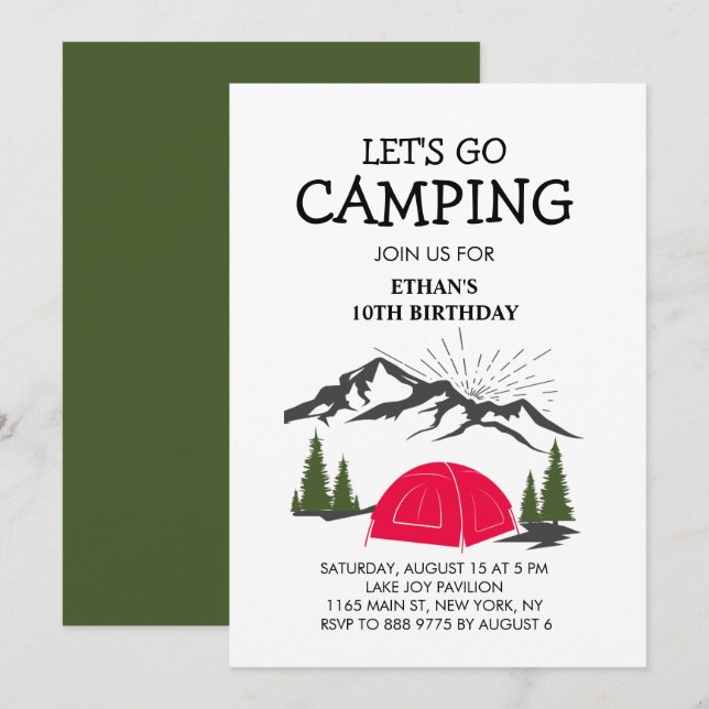 Invitación Fiesta de cumpleaños del campamento ruso Sleepover (Anverso / Reverso)