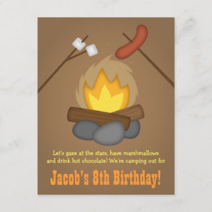 Invitación Fiesta de cumpleaños del camping de fuego