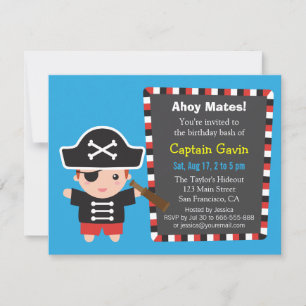 Invitación Fiesta de cumpleaños del capitán pirata niño