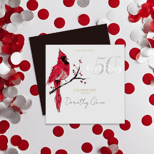 Invitación Fiesta de cumpleaños del cardenal de acuarela