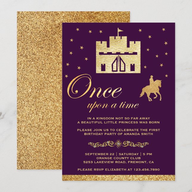 Invitación Fiesta de Cumpleaños del Castillo de Cuentos de Ha (Anverso / Reverso)