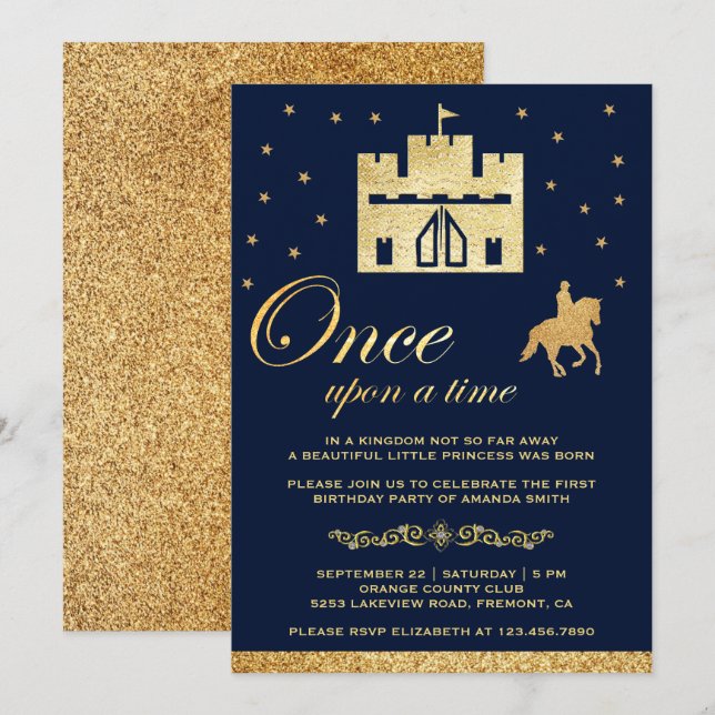 Invitación Fiesta de Cumpleaños del Castillo de Cuentos de Ha (Anverso / Reverso)