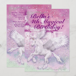 Invitación Fiesta de cumpleaños del castillo de la unicornio
