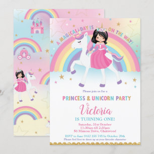 Invitación Fiesta de cumpleaños del castillo del arcoiris de