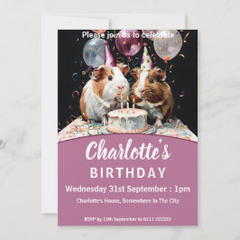Invitación Fiesta de cumpleaños del cerdo de Guinea