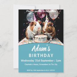 Invitación Fiesta de cumpleaños del cerdo de Guinea