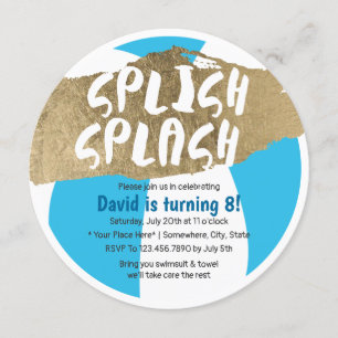 Invitación Fiesta de cumpleaños del chapoteo de Splish de la