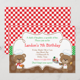 Invitación Fiesta de cumpleaños del chef Cooking Bear