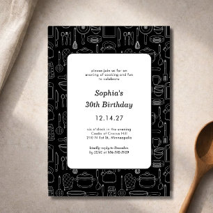 Invitación Fiesta de Cumpleaños del Chef de Cocina Moderna El