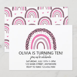 Invitación Fiesta de cumpleaños del chica Arcoiris Rosado