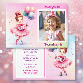 Invitación Fiesta de cumpleaños del Chica Ballerina Rosa boni