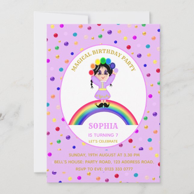 Invitación Fiesta de cumpleaños del Chica Cute (Anverso)