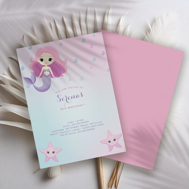 Invitación Fiesta de cumpleaños del Chica de la Sirena Cuta (Subido por el creador)