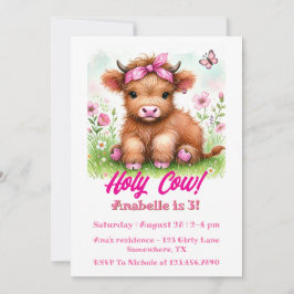 Invitación Fiesta de cumpleaños del Chica de mariposa de vaca