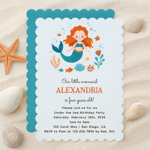 Invitación Fiesta de cumpleaños del Chica de niños con sirena