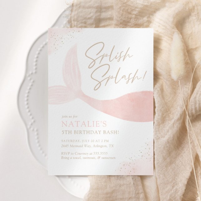 Invitación Fiesta de cumpleaños del Chica de Sirenas Rosadas (Subido por el creador)