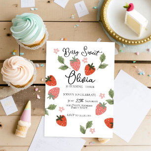 Invitación Fiesta de cumpleaños del Chica de temas de fresa