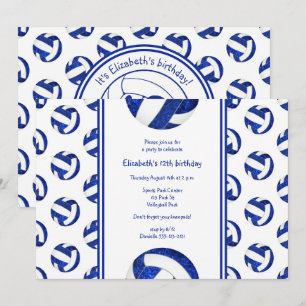 Invitación fiesta de cumpleaños del chica de voleibol blanco