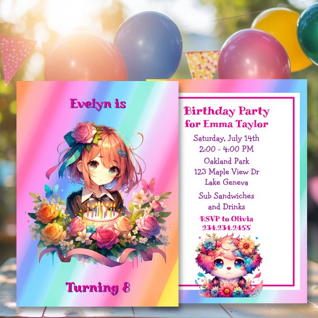 Invitación Fiesta de cumpleaños del Chica del arco iris (Subido por el creador)