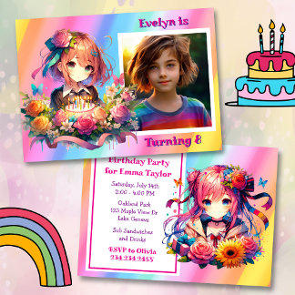 Invitación Fiesta de cumpleaños del Chica del arco iris